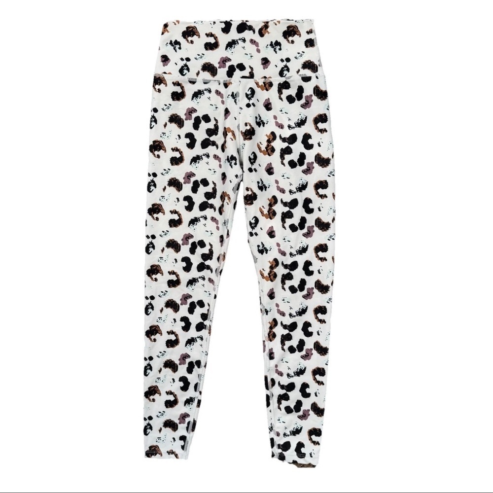 Sage Collective Leggings Size Small White Animal Cheetah High Waist Yoga Active
